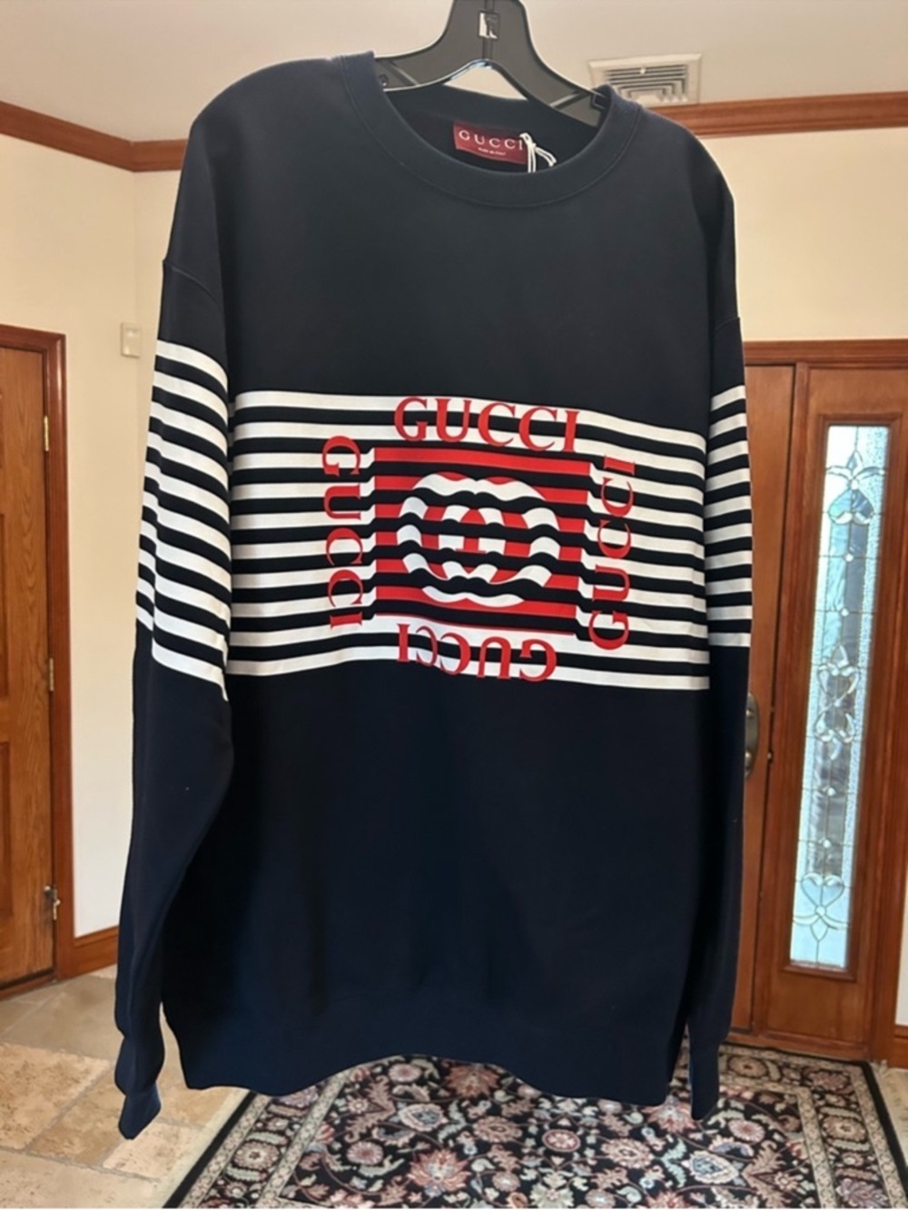 Men’s Gucci logo print 100% cotton sweatshirt size XXL made in Italy